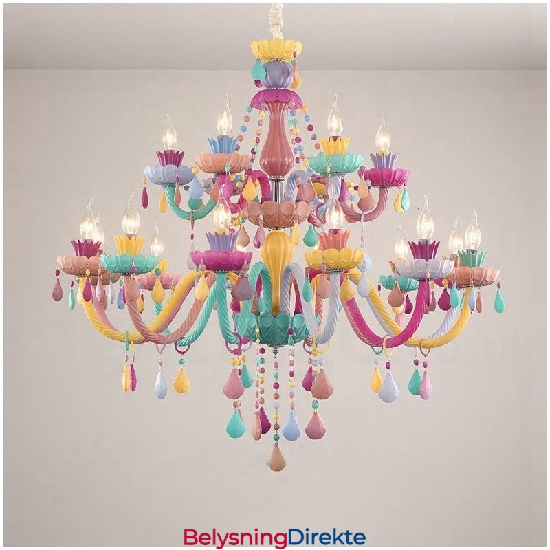 Macaron 18 (12+6) Lyskrone Med Flerfarget Krystalllys I Ministil For Barn