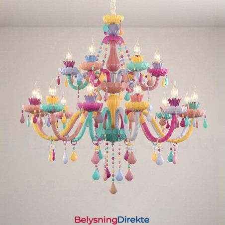 Macaron 18 (12+6) Lyskrone Med Flerfarget Krystalllys I Ministil For Barn