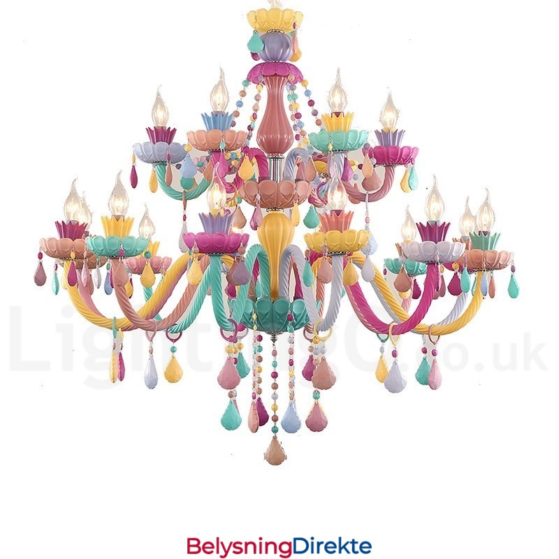 Macaron 18 (12+6) Lyskrone Med Flerfarget Krystalllys I Ministil For Barn