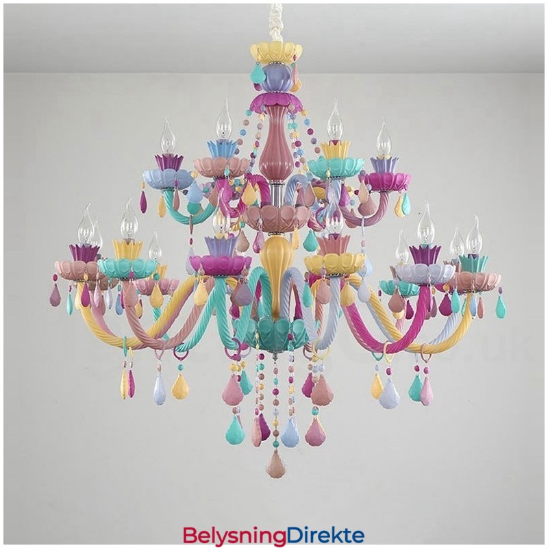 Macaron 18 (12+6) Lyskrone Med Flerfarget Krystalllys I Ministil For Barn