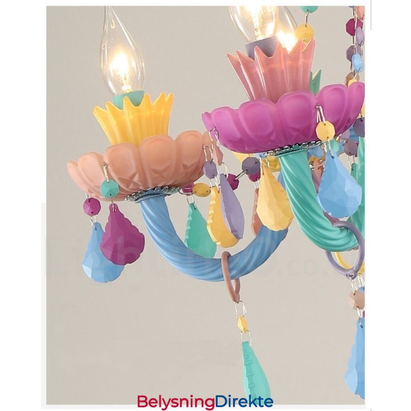 Macaron 18 (12+6) Lyskrone Med Flerfarget Krystalllys I Ministil For Barn