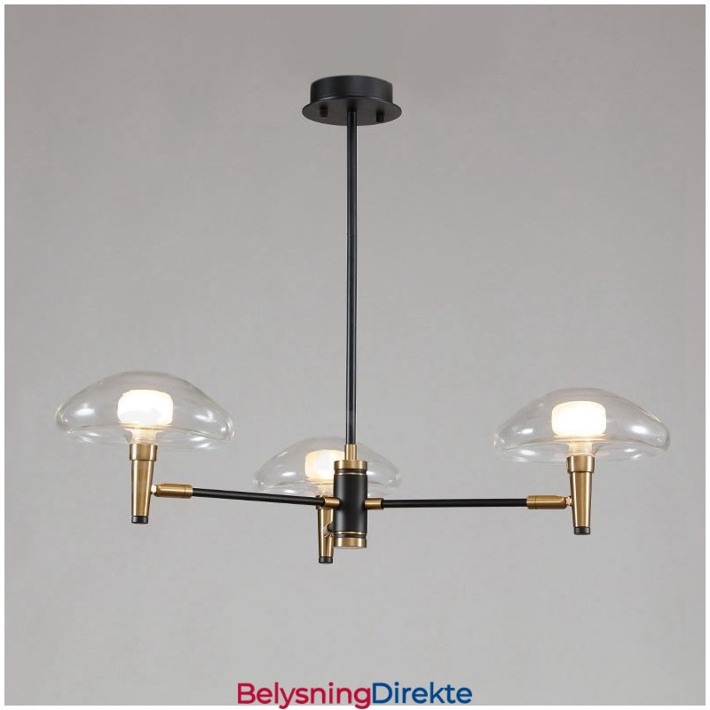 3-Lys Mini-Stil Opplyst Lysekrone Med Galvanisert Malt Finish Og Glassskjermer