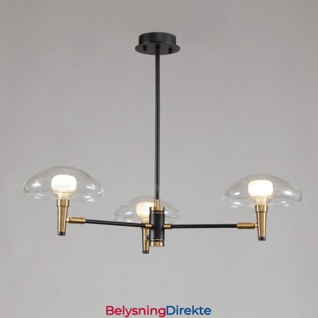 3-Lys Mini-Stil Opplyst Lysekrone Med Galvanisert Malt Finish Og Glassskjermer