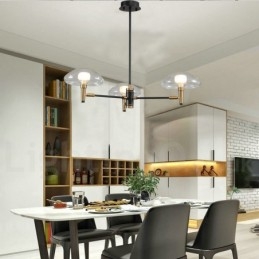 3-Lys Mini-Stil Opplyst Lysekrone Med Galvanisert Malt Finish Og Glassskjermer