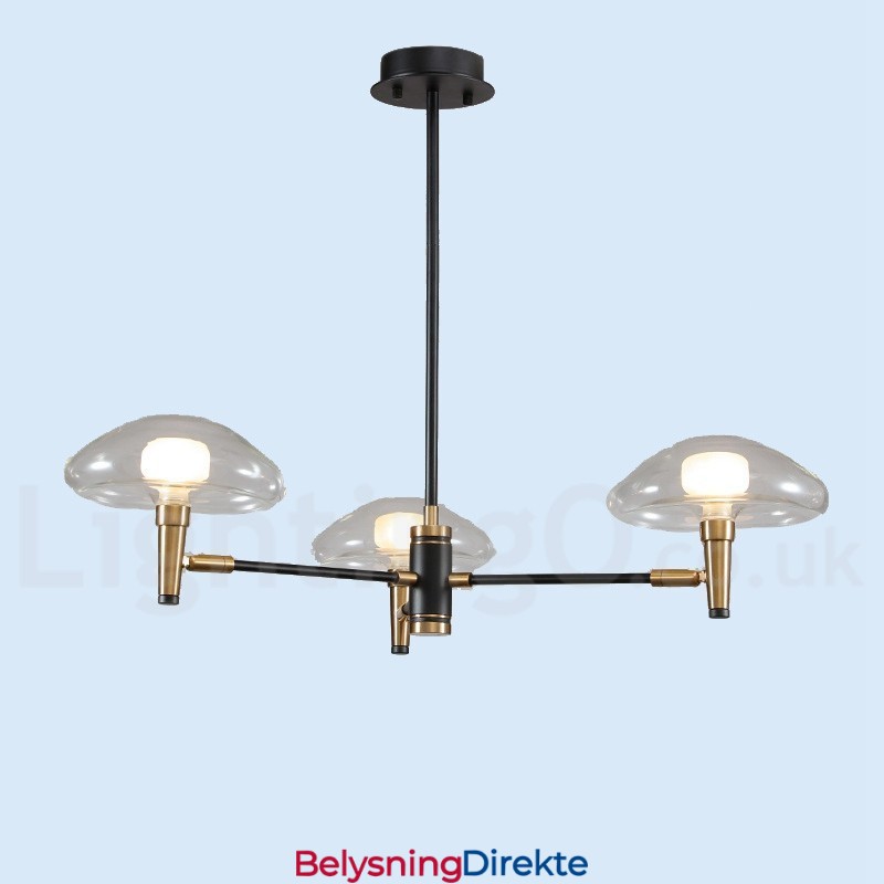 3-Lys Mini-Stil Opplyst Lysekrone Med Galvanisert Malt Finish Og Glassskjermer