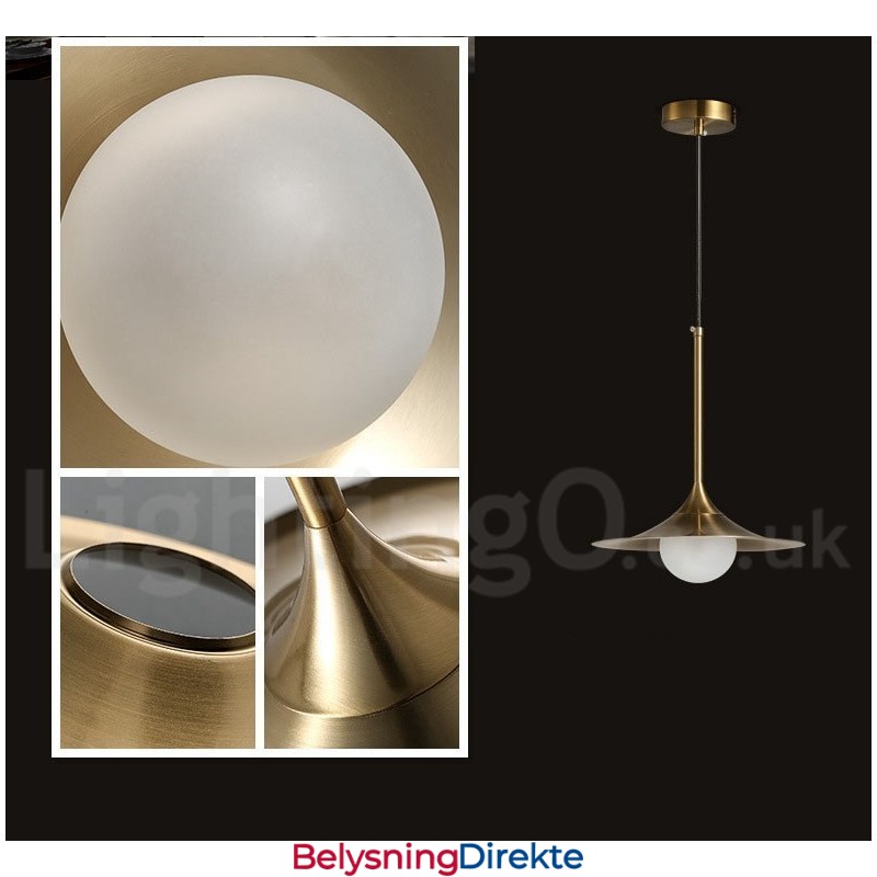 1 Lys Industriell Stil Gullfarget Mini-Stil Galvanisert Lakkert Pendellampe Med Glassskjerm