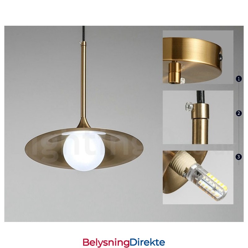 1 Lys Industriell Stil Gullfarget Mini-Stil Galvanisert Lakkert Pendellampe Med Glassskjerm