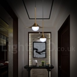 1 Lys Industriell Stil Gullfarget Mini-Stil Galvanisert Lakkert Pendellampe Med Glassskjerm