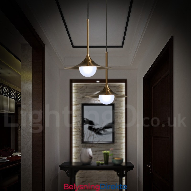 1 Lys Industriell Stil Gullfarget Mini-Stil Galvanisert Lakkert Pendellampe Med Glassskjerm