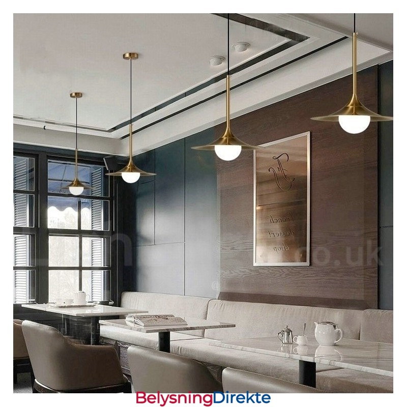 1 Lys Industriell Stil Gullfarget Mini-Stil Galvanisert Lakkert Pendellampe Med Glassskjerm