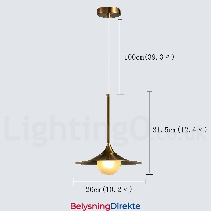 1 Lys Industriell Stil Gullfarget Mini-Stil Galvanisert Lakkert Pendellampe Med Glassskjerm