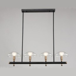 4-Lys Lineær Opplys Lysekrone Med Galvanisert Malt Finish Og Glassskjermer