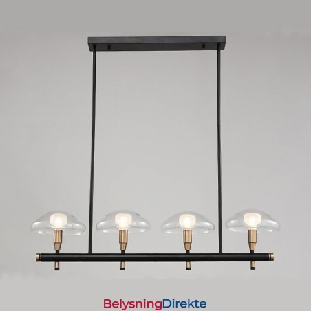 4-Lys Lineær Opplys Lysekrone Med Galvanisert Malt Finish Og Glassskjermer