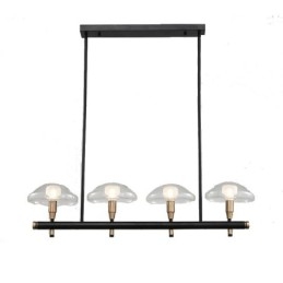 4-Lys Lineær Opplys Lysekrone Med Galvanisert Malt Finish Og Glassskjermer