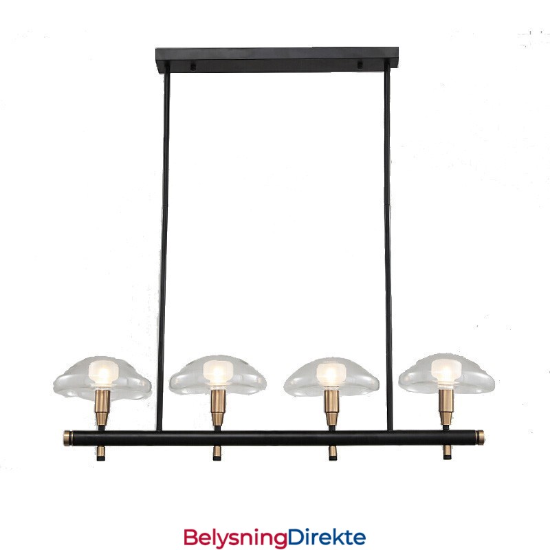 4-Lys Lineær Opplys Lysekrone Med Galvanisert Malt Finish Og Glassskjermer