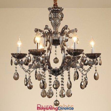 6 Lysegrå Krystalllysekroner