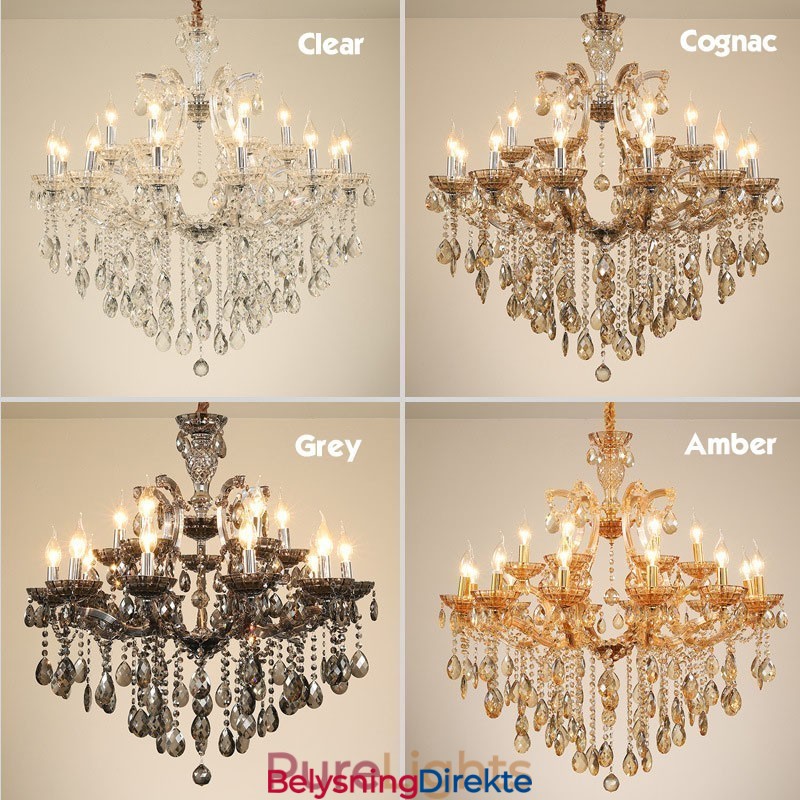 6 Lysegrå Krystalllysekroner