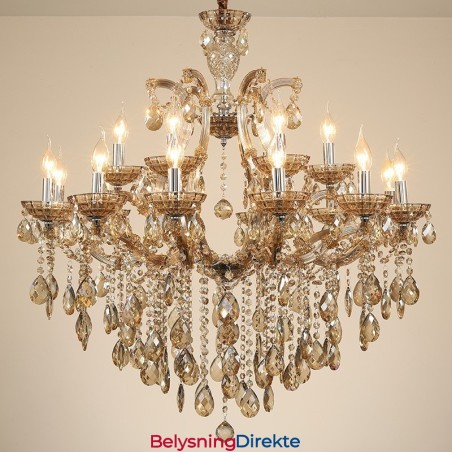 18 (12+6) Lys Krystalllysekrone I Konjakk