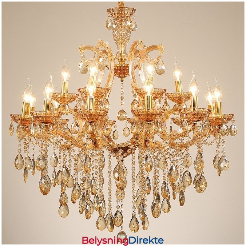 18 (12+6) Lysende Ravfarget Krystalllysekrone