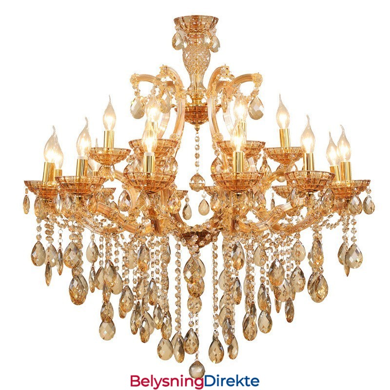 18 (12+6) Lysende Ravfarget Krystalllysekrone