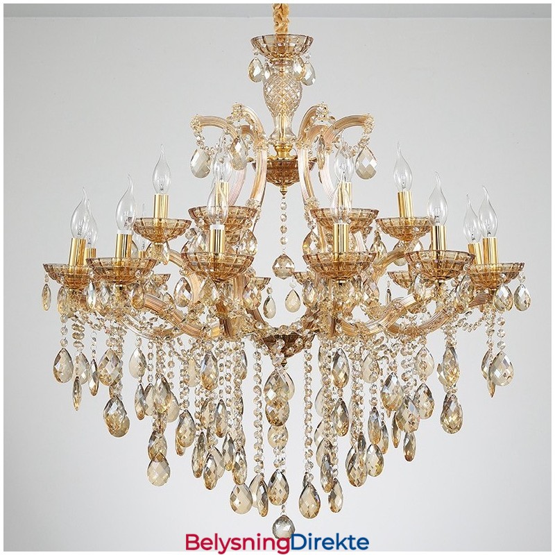 18 (12+6) Lysende Ravfarget Krystalllysekrone