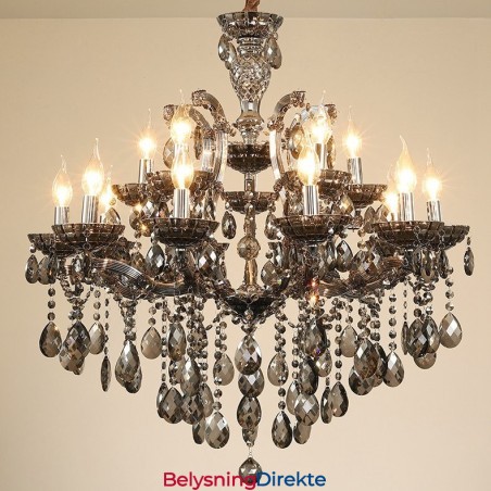 18 (12+6) Lysegrå Krystalllysekrone