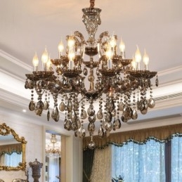 18 (12+6) Lysegrå Krystalllysekrone