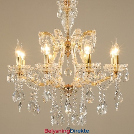 8 Lys Gull Krystall Lysekrone
