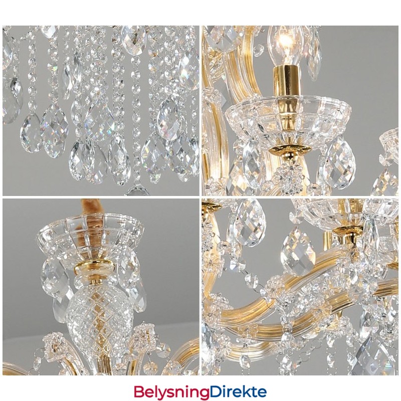 8 Lys Gull Krystall Lysekrone
