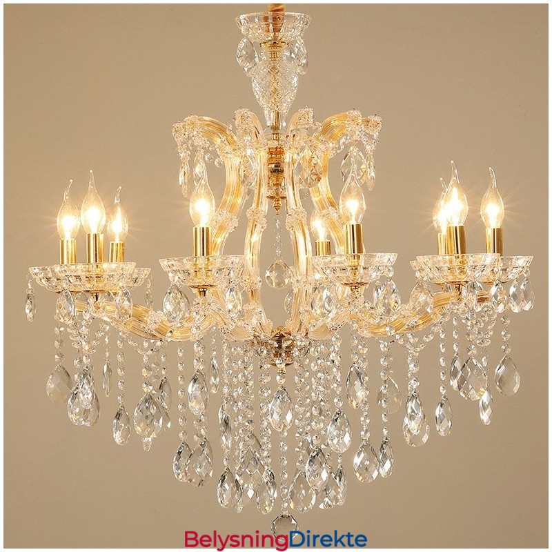 10 Lys Gullkrystalllysekrone