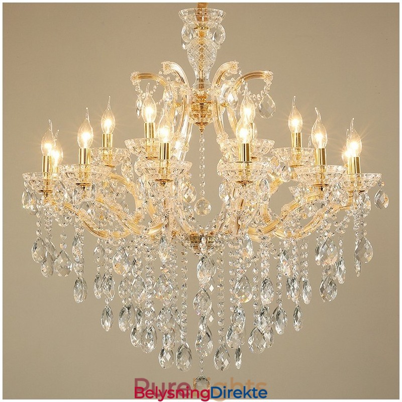 18 (12+6) Lys Gullkrystalllysekrone