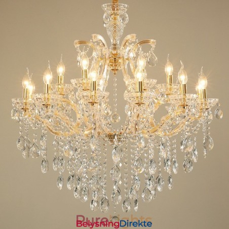 18 (12+6) Lys Gullkrystalllysekrone