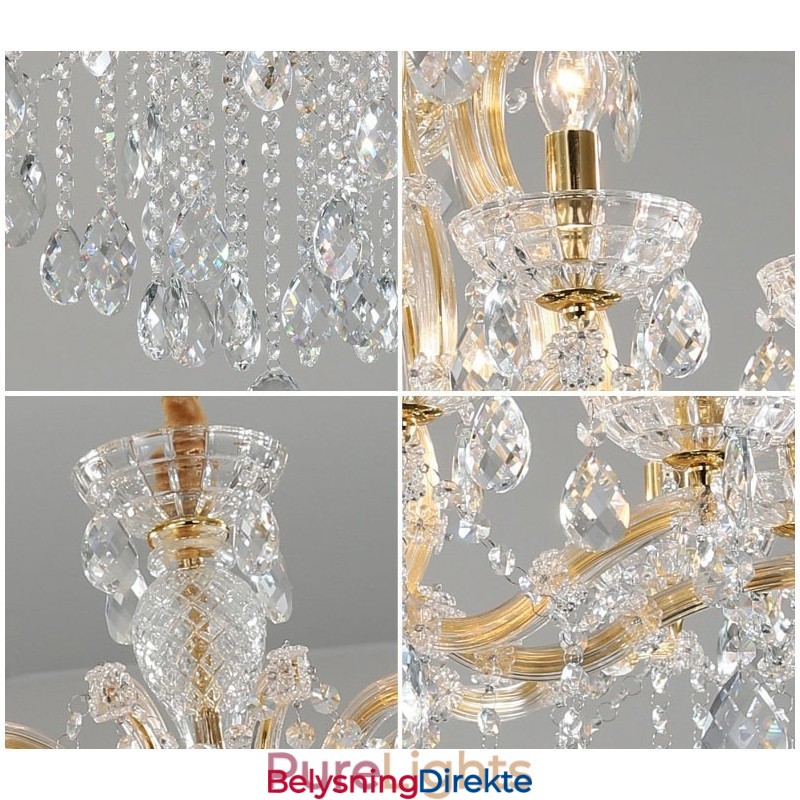 18 (12+6) Lys Gullkrystalllysekrone