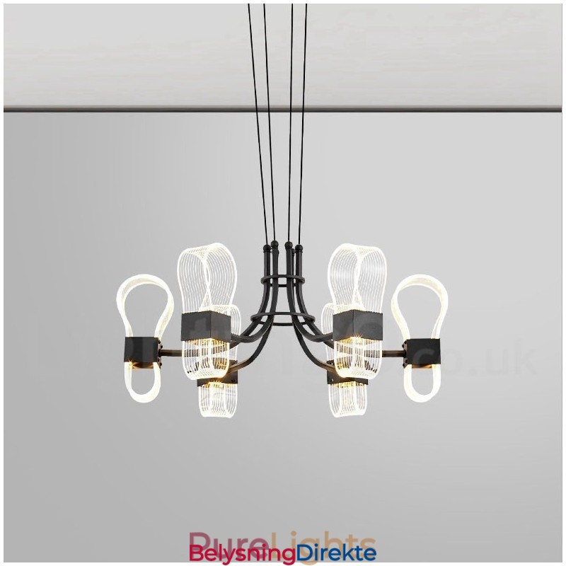 Nordisk Postmoderne Lysekrone Med 6 Lys Og Akrylskjermer