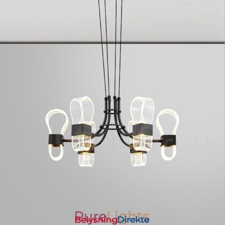 Nordisk Postmoderne Lysekrone Med 6 Lys Og Akrylskjermer