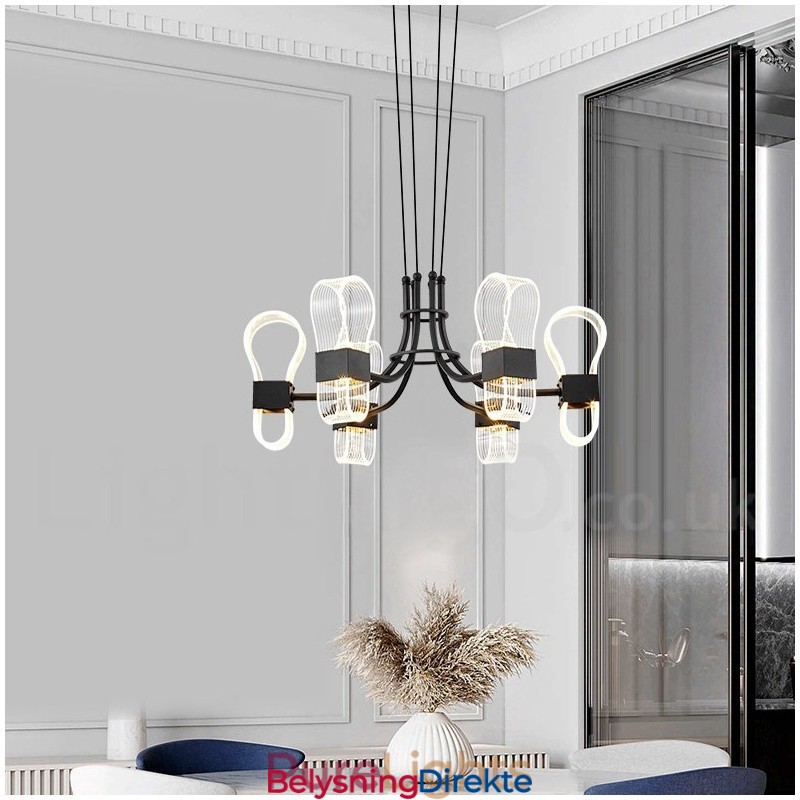 Nordisk Postmoderne Lysekrone Med 6 Lys Og Akrylskjermer