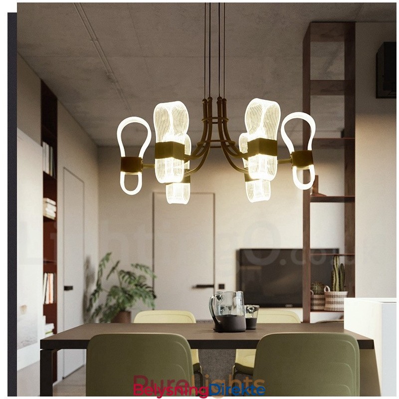 Nordisk Postmoderne Lysekrone Med 6 Lys Og Akrylskjermer