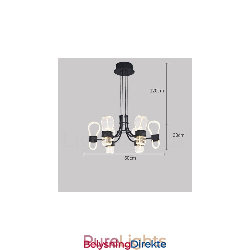 Nordisk Postmoderne Lysekrone Med 6 Lys Og Akrylskjermer