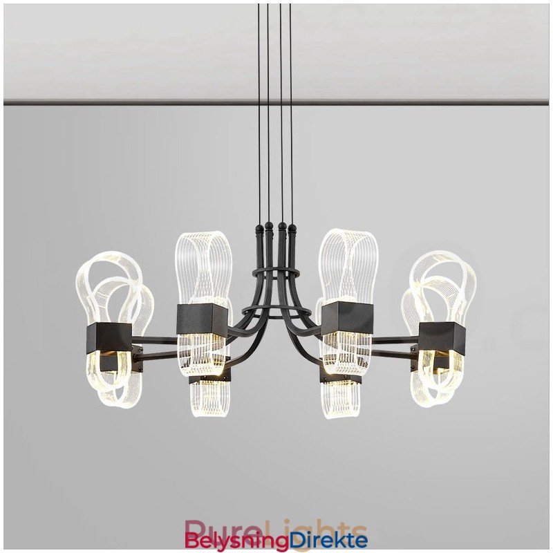 8-Lys Nordisk Postmodern Lysekrone Fra 2021 Med Akrylskjermer