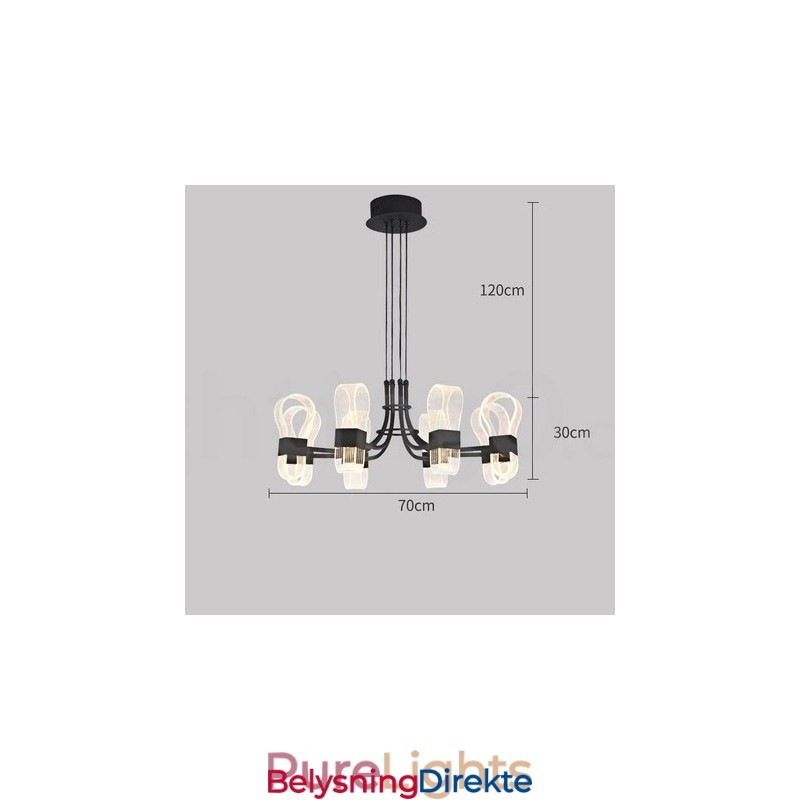 8-Lys Nordisk Postmodern Lysekrone Fra 2021 Med Akrylskjermer