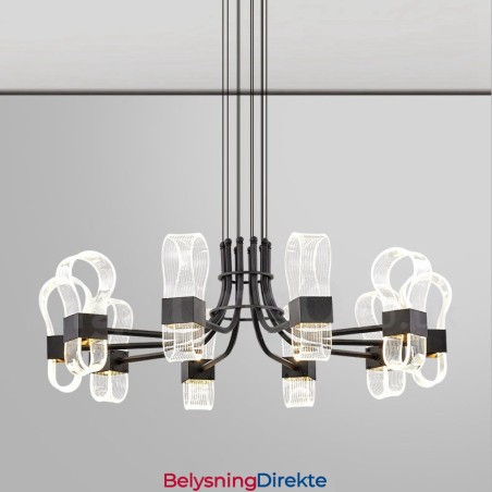 10-Lys Nordisk Postmodern Lysekrone Fra 2021 Med Akrylskjermer