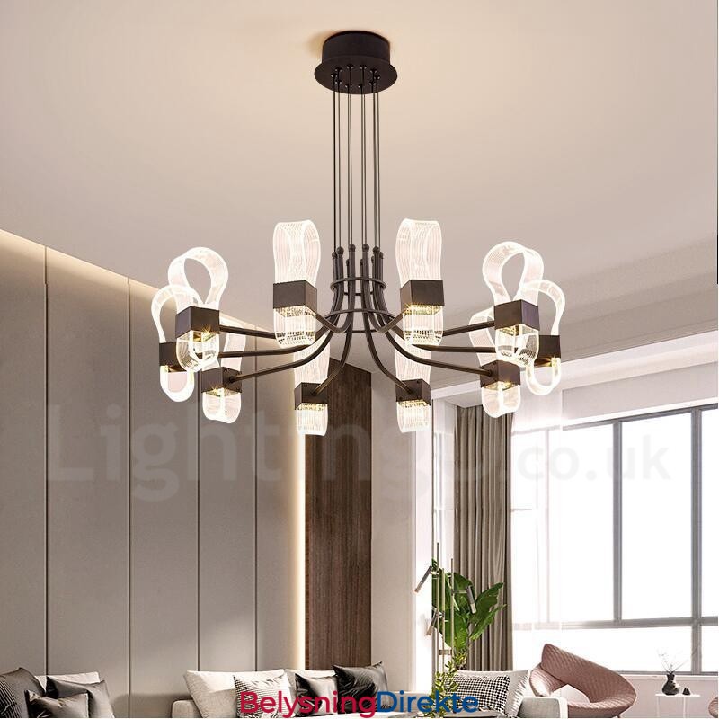 10-Lys Nordisk Postmodern Lysekrone Fra 2021 Med Akrylskjermer