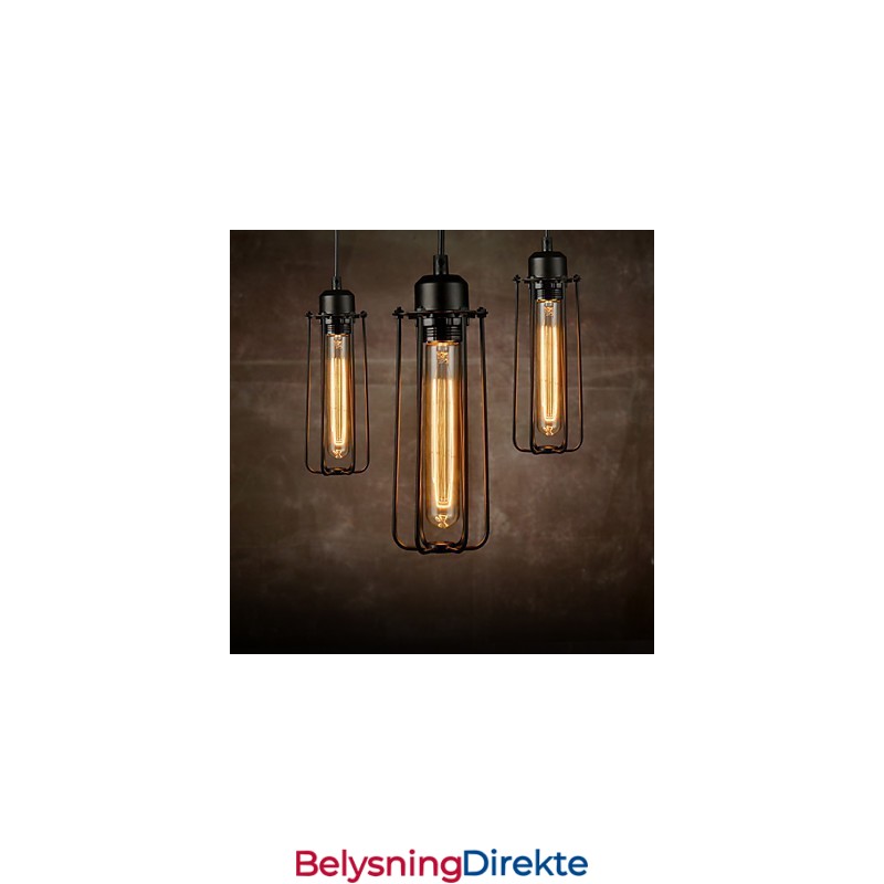 Lysekrone I Ministil I Rustikk Lodgestil, Retro Metall, Anhengslampe Med 3 Lys