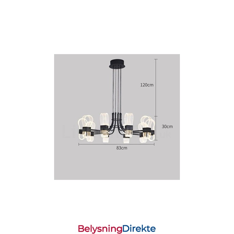 10-Lys Nordisk Postmodern Lysekrone Fra 2021 Med Akrylskjermer