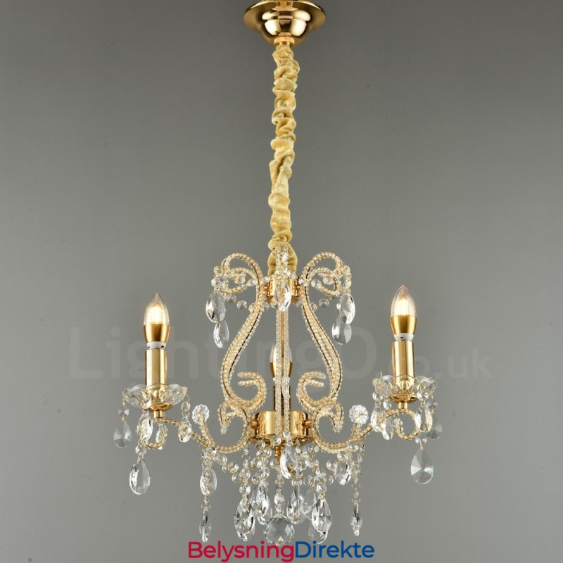 3 Lys Gull Sølv Amerikansk Stil Krystall Anheng Lysekrone Lys Butikk