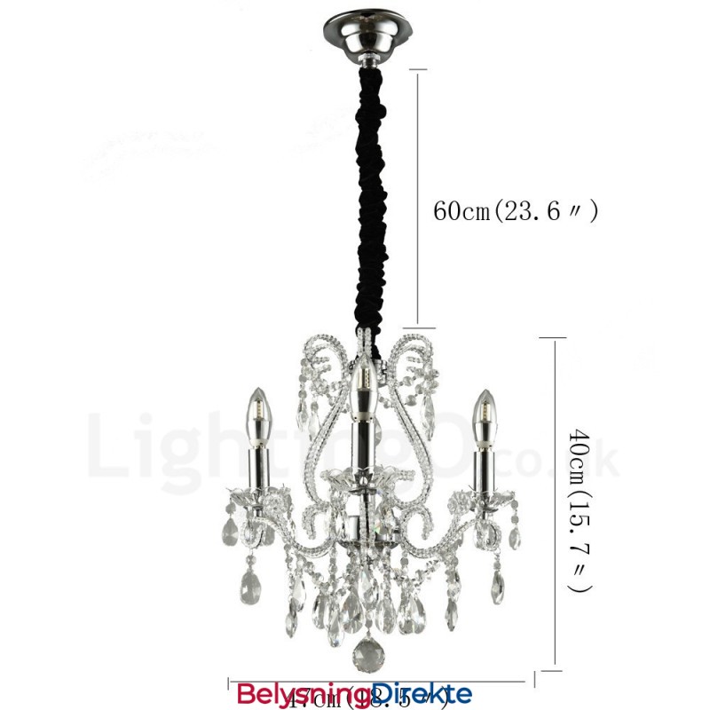 3 Lys Gull Sølv Amerikansk Stil Krystall Anheng Lysekrone Lys Butikk