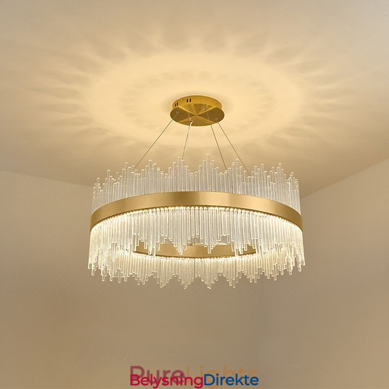 Postmoderne Luksuriøs Rund Krystall Pendellampe I Utstillingshall