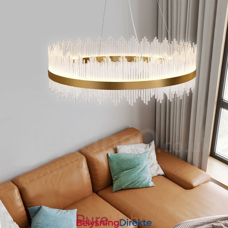 Postmoderne Luksuriøs Rund Krystall Pendellampe I Utstillingshall