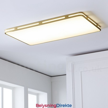 Ultratynne Rektangulære Moderne, Samtidskunstneriske Nordiske Stiler, Innfelt Messingtaklampe Med Akrylskjerm, Kan Også Brukes Som Vegglampe