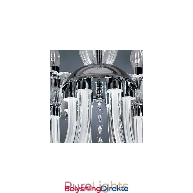 Elegant Krystalllysekrone Med 6 Lys I Stearinlyspære